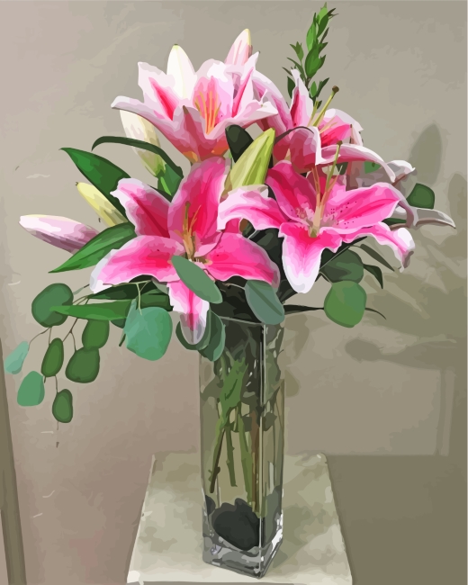 Completing the Pink Lilies Blooming Artwork