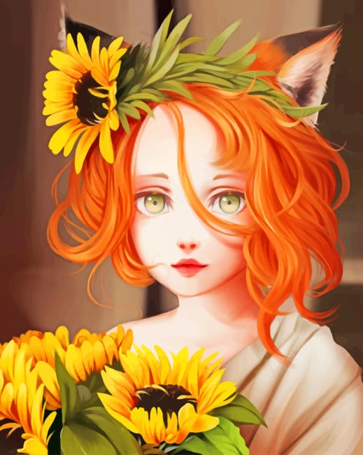Finalized Girl With Sunflowers Artwork