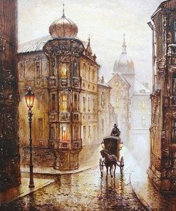 Vintage Rainy Cityscape Paint By Numbers