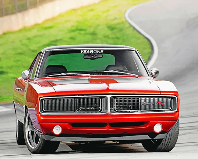 Finalize Red Dodge Charger Muscle Car Painting