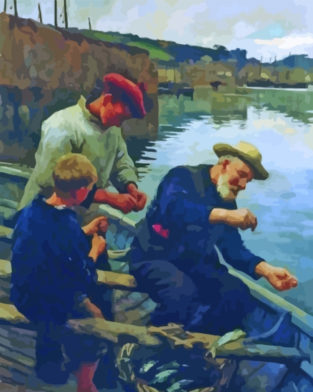 Finalizing the Newlyn Fishermen Scene Paint By Numbers artwork