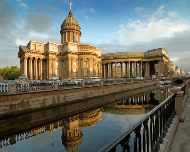 Finalizing Kazan Cathedral artwork using paint by numbers