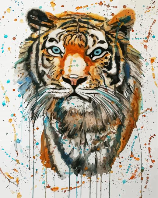Finalizing The Splash Tiger Animal Paint By Numbers artwork