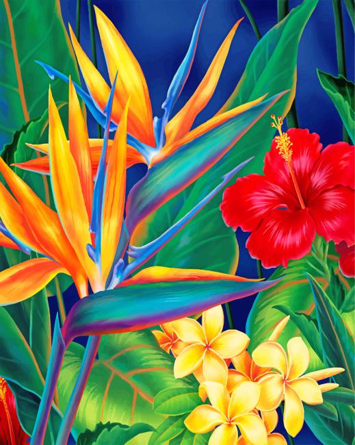Finalizing Tropical Paradise Plants Paint By Numbers Artwork