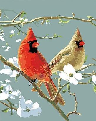 Final Red Cardinals Birds Painting