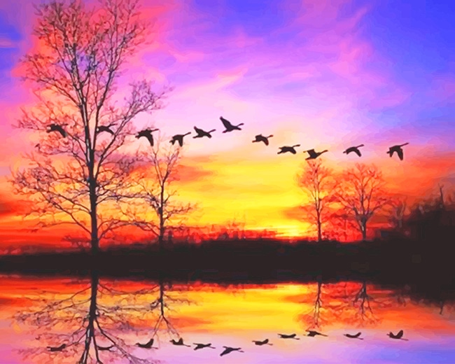 finalizing Waterfowl Sunset View artwork