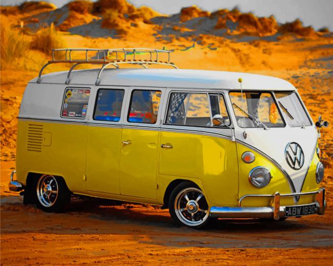 Finalizing Yellow VW Bus Paint By Numbers Artwork