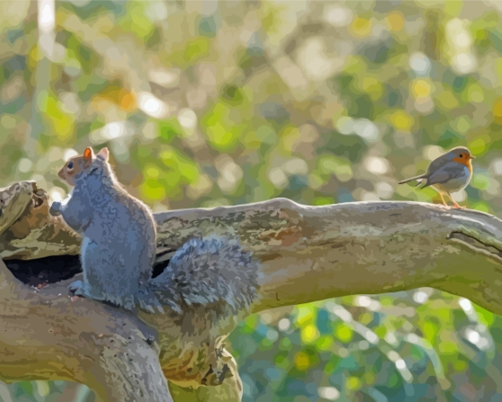Finalizing the Aesthetic Squirrel and Bird Paint By Numbers artwork