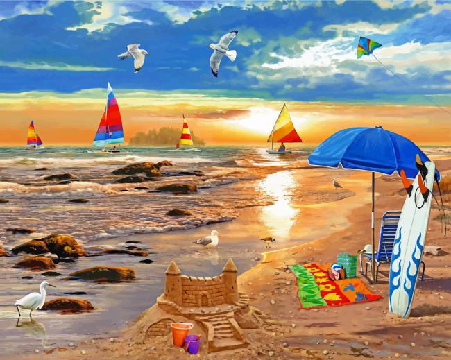 Image step3: finalizing the Aesthetic Beach Sunset artwork.