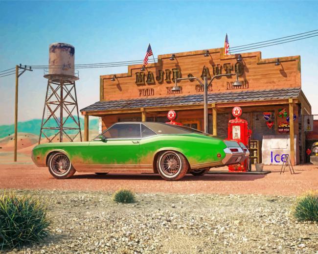Finalizing the Vintage Western Car Paint By Numbers artwork