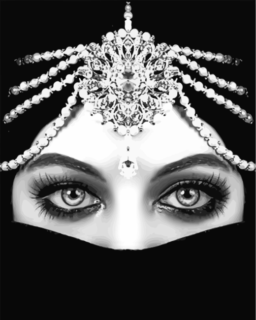 Finalizing the Monochrome Arabic Woman painting artwork