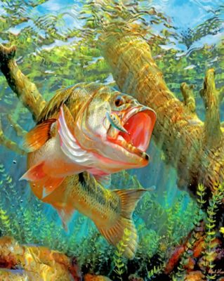 finalizing Bass Fish Underwater Scene artwork