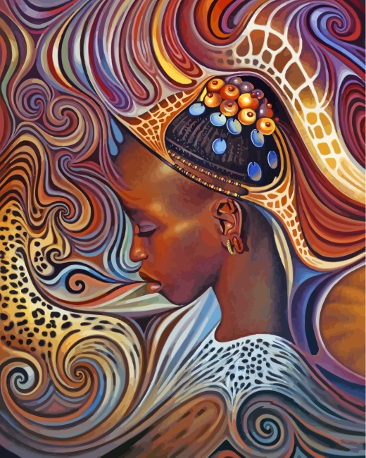 finalizing African Woman Creativity Paint By Numbers Artwork