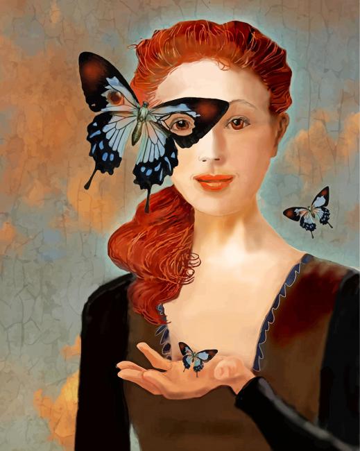finalizing butterfly woman paint by numbers artwork