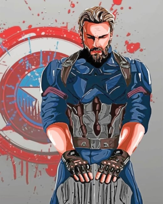 Finalizing the artwork of Captain America Chris Evans Paint By Numbers