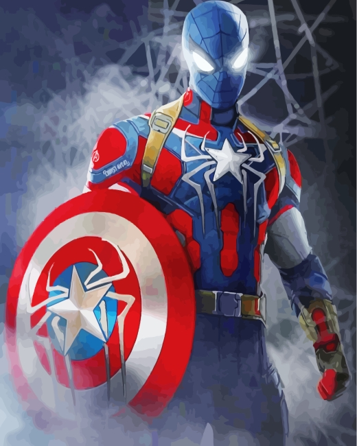 Finalizing Captain America Superheroes Paint By Numbers artwork