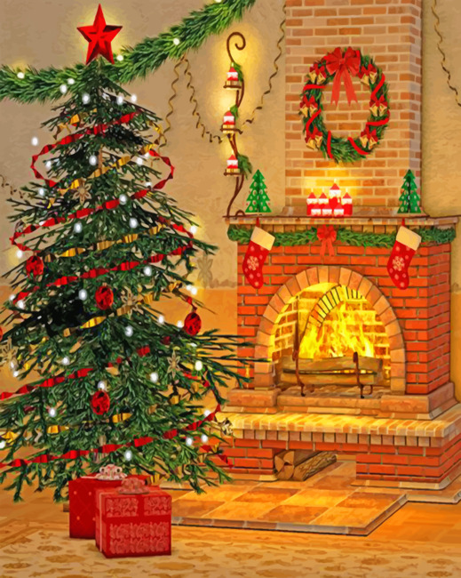 Finalizing Aesthetic Christmas Fireplace artwork