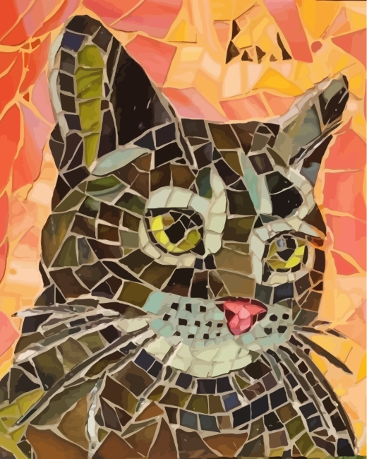 finalize Mosaic Collage Cat Paint By Numbers Artwork