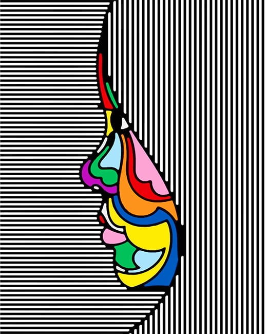 Finalizing Colorful Woman Face Paint By Numbers Artwork