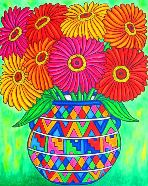 Finalizing Colorful Flowers Vase artwork