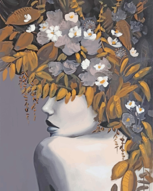 Finalizing Floral Girl With Flowers Painting