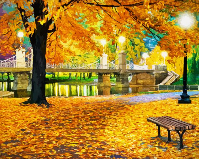 finalizing the Autumn Boston Garden Paint By Numbers artwork