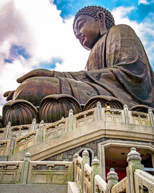 Finalizing the artwork Shakyamuni Buddha Statue