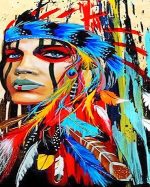Finalize Colorful American Indian Woman Artwork