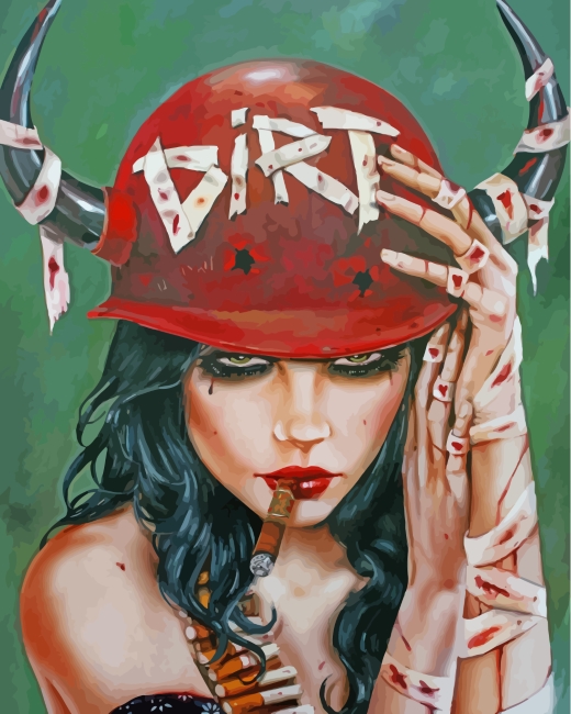 Finalizing Rebel Girl Smoking artwork