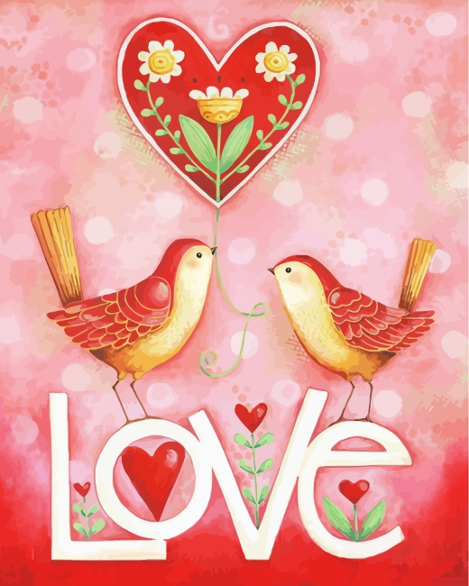 Finalizing Loving Birds Quotes Paint By Numbers Artwork
