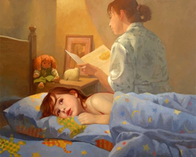 Completed Mother and Daughters Story Paint By Numbers