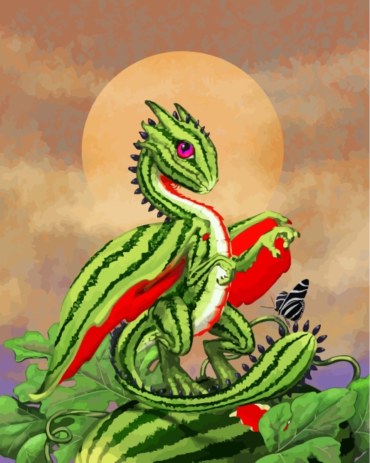 Finalized Watermelon Dragon Animals artwork