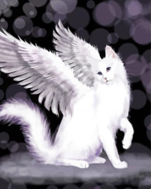 Finalizing the artwork - White Winged Cat Painting