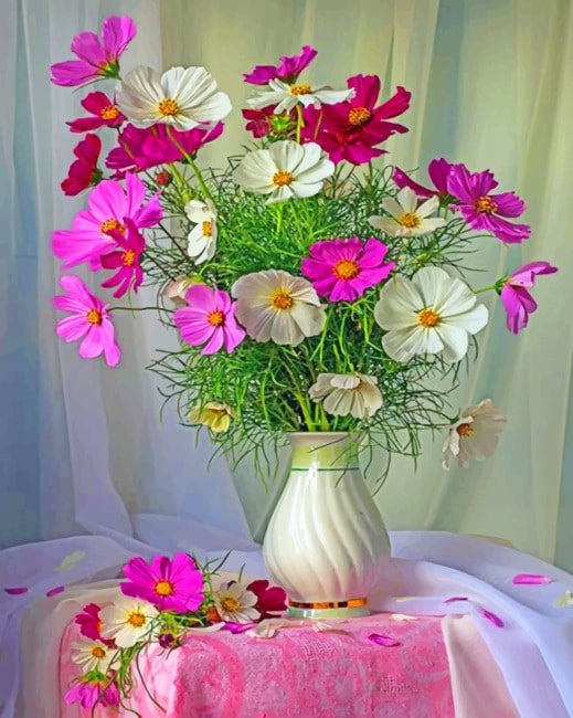 Finalizing White and Purple Floral Aesthetic Painting