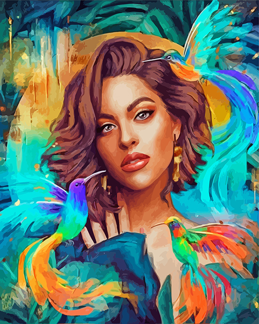 Finalizing the Hummingbird and Woman Paint By Numbers artwork